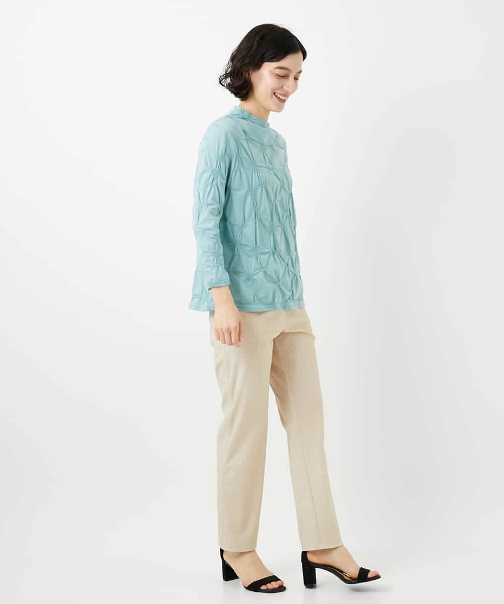 NHKGE46170 GIANNI LO GIUDICE(小さいサイズ)(メゾン ドゥ サンク) [日本製]麻混シャーリングカットソー ライトブルー