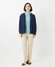 NHKGE46170 GIANNI LO GIUDICE(小さいサイズ)(メゾン ドゥ サンク) [日本製]麻混シャーリングカットソー ライトブルー