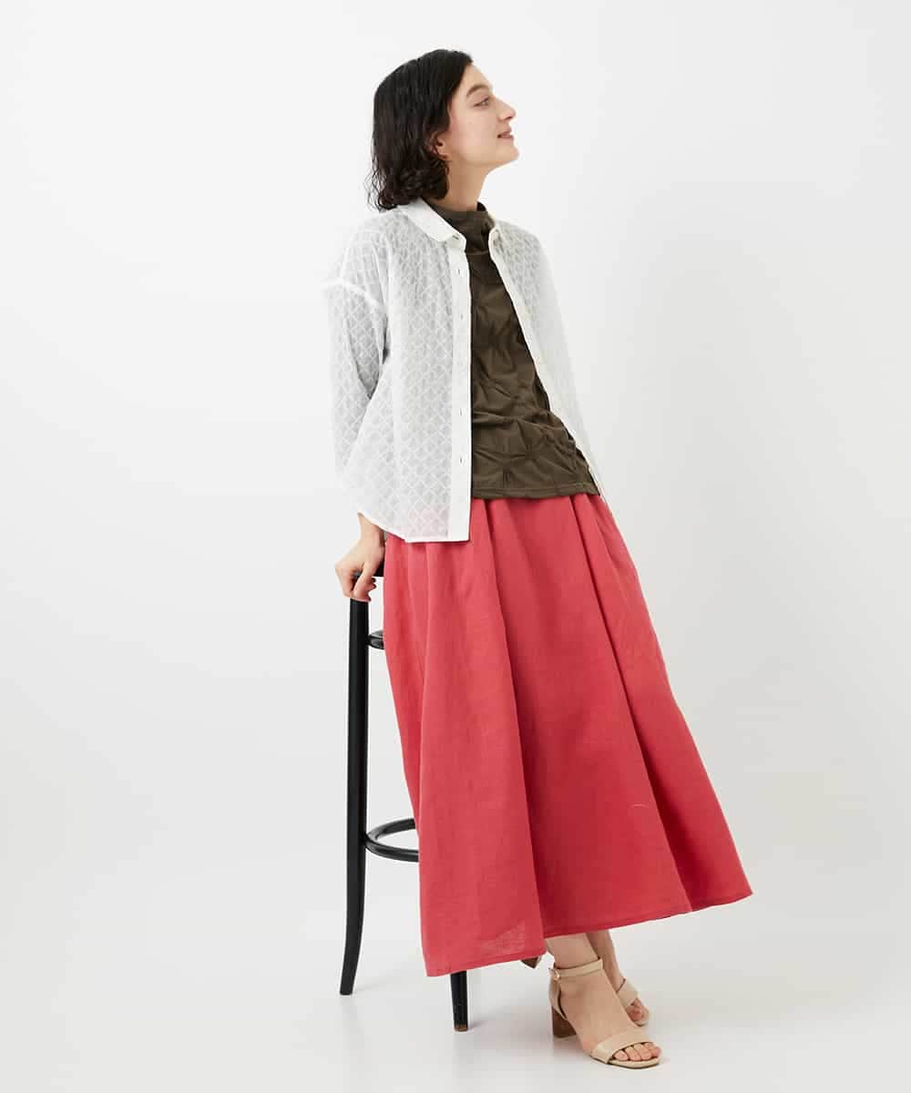 NHKGE46170 GIANNI LO GIUDICE(小さいサイズ)(メゾン ドゥ サンク) [日本製]麻混シャーリングカットソー ライトブルー