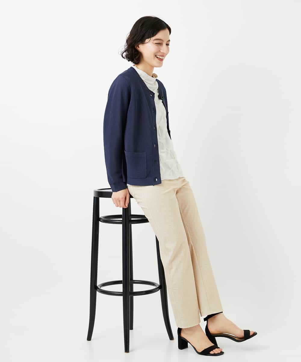 NHKGE46170 GIANNI LO GIUDICE(小さいサイズ)(メゾン ドゥ サンク) [日本製]麻混シャーリングカットソー ライトブルー