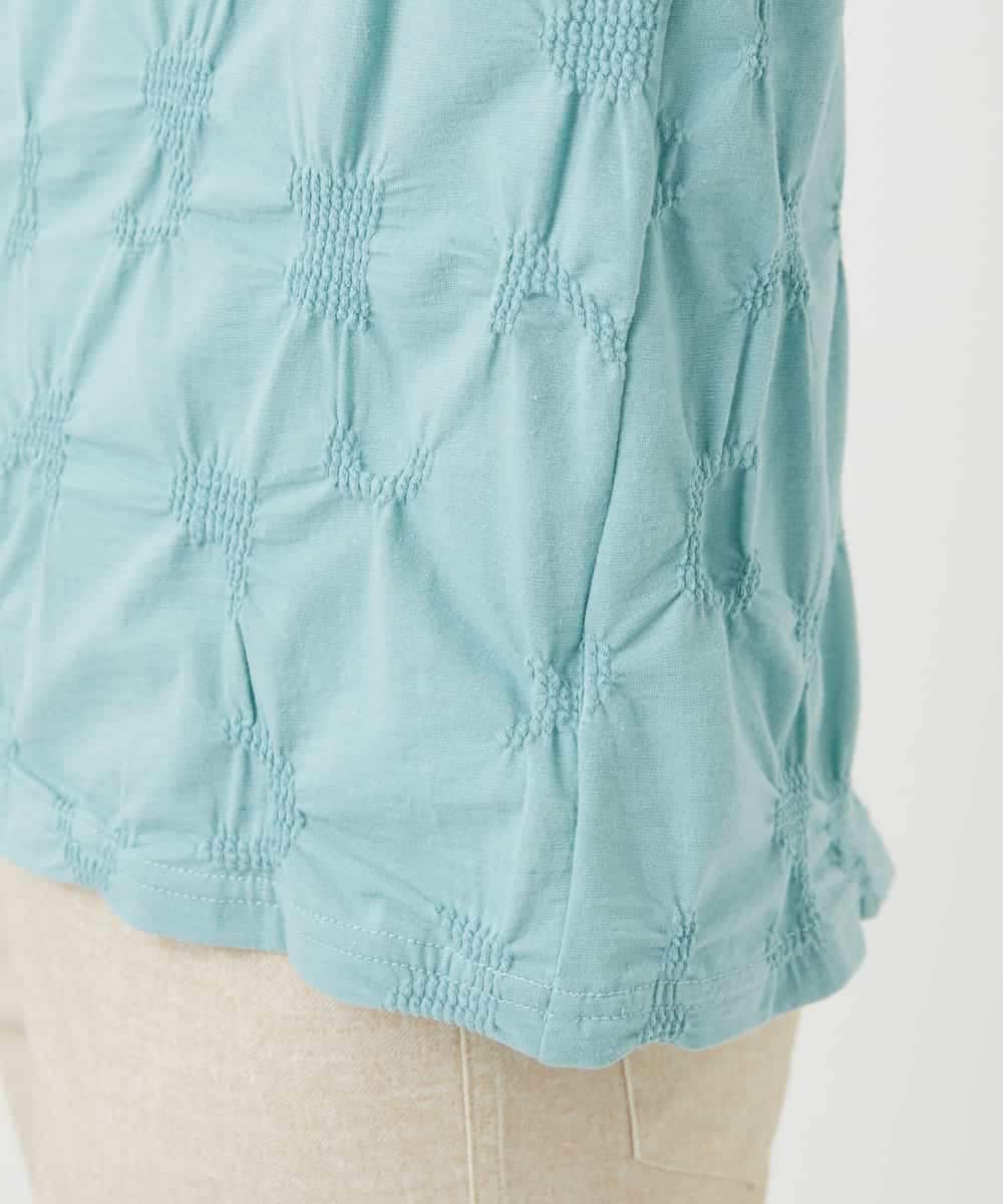 NHKGE46170 GIANNI LO GIUDICE(小さいサイズ)(メゾン ドゥ サンク) [日本製]麻混シャーリングカットソー ライトブルー