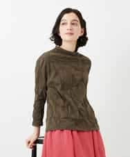 NHKGE46170 GIANNI LO GIUDICE(小さいサイズ)(メゾン ドゥ サンク) [日本製]麻混シャーリングカットソー ブラウン