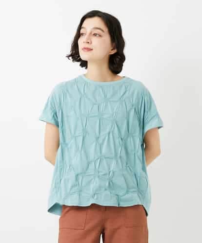 NHKGE47170 GIANNI LO GIUDICE(小さいサイズ) [日本製]麻混シャーリングフレンチスリーブカットソー