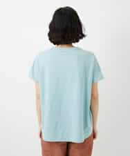 NHKGE47170 GIANNI LO GIUDICE(小さいサイズ)(メゾン ドゥ サンク) [日本製]麻混シャーリングフレンチスリーブカットソー ライトブルー