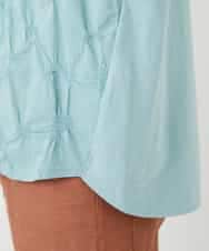 NHKGE47170 GIANNI LO GIUDICE(小さいサイズ)(メゾン ドゥ サンク) [日本製]麻混シャーリングフレンチスリーブカットソー ライトブルー