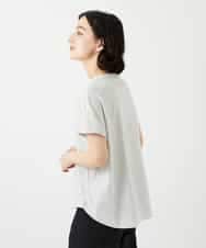 NHKGE47170 GIANNI LO GIUDICE(小さいサイズ)(メゾン ドゥ サンク) [日本製]麻混シャーリングフレンチスリーブカットソー ライトグレー