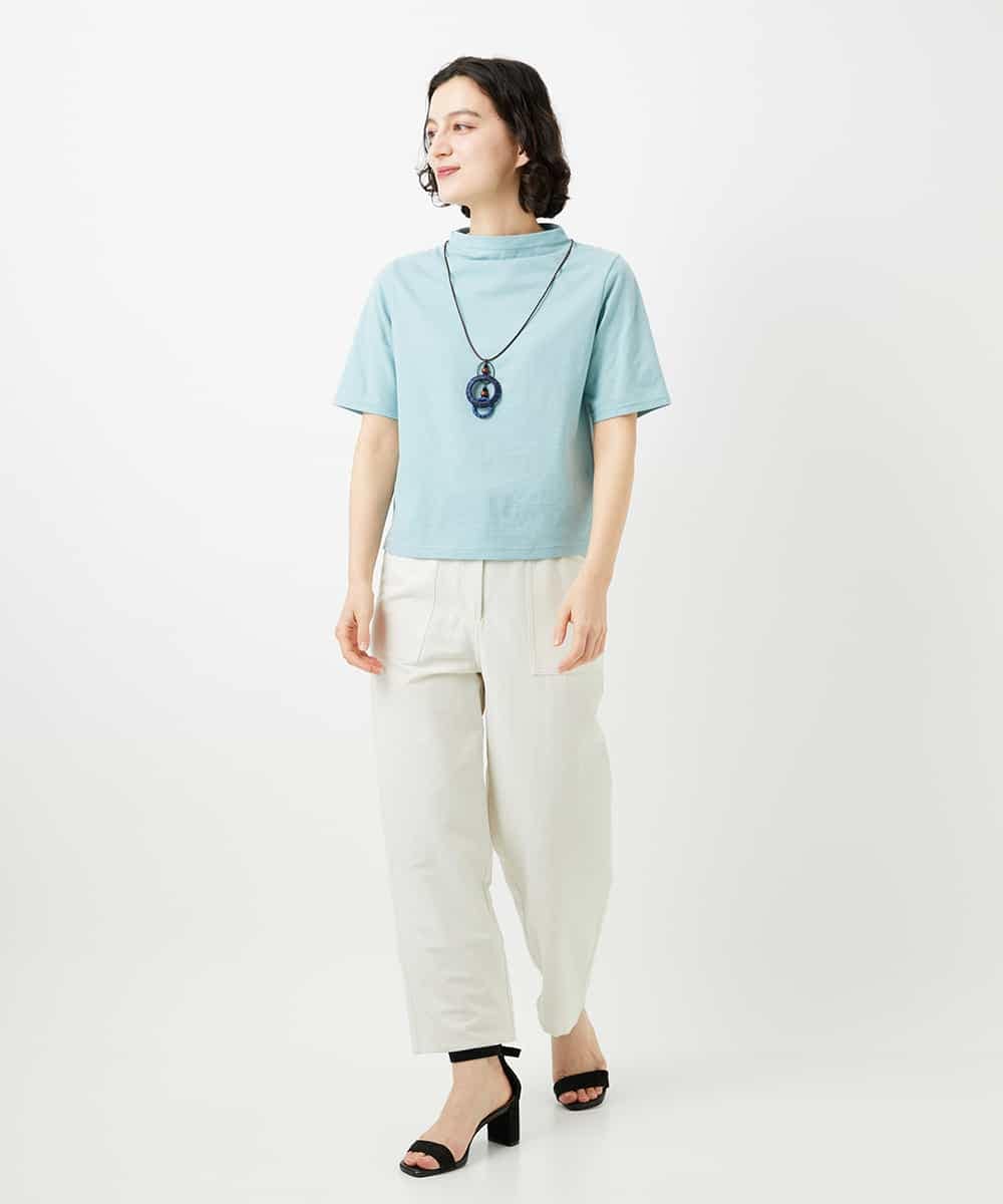 NHKGE48110 GIANNI LO GIUDICE(小さいサイズ)(メゾン ドゥ サンク) [日本製]綿麻ボトルネック天竺カットソー ライトブルー