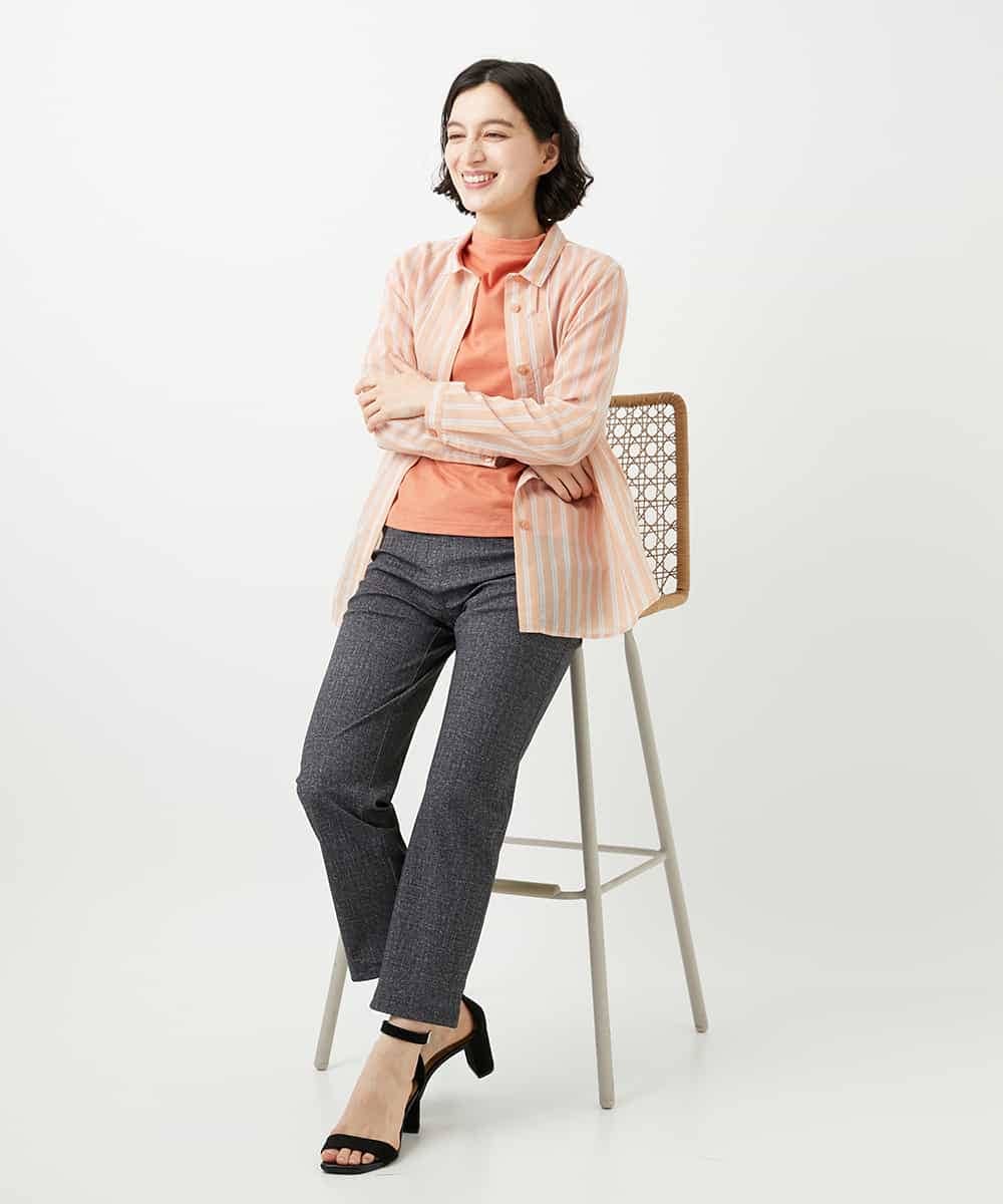 NHKGE48110 GIANNI LO GIUDICE(小さいサイズ)(メゾン ドゥ サンク) [日本製]綿麻ボトルネック天竺カットソー ライトブルー