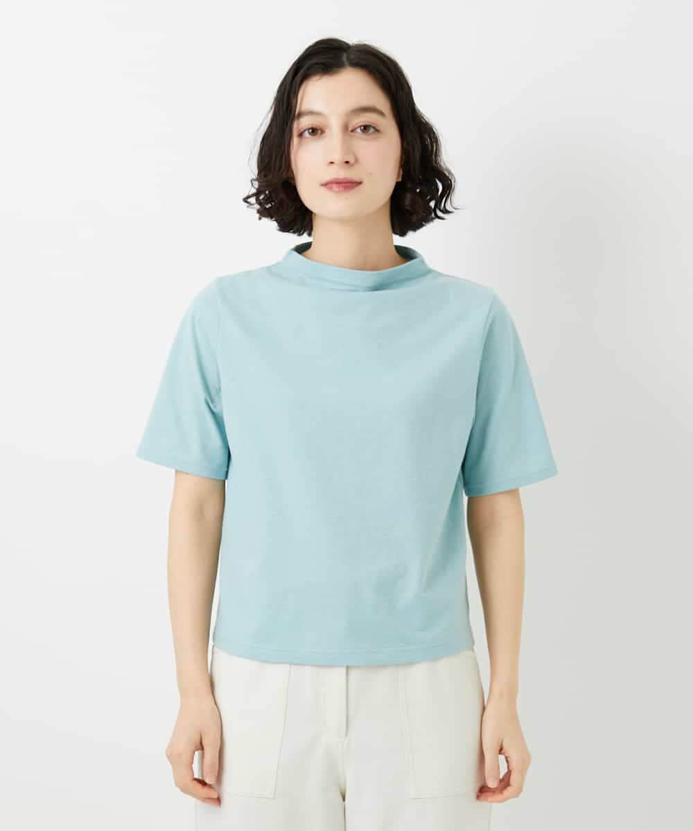 NHKGE48110 GIANNI LO GIUDICE(小さいサイズ)(メゾン ドゥ サンク) [日本製]綿麻ボトルネック天竺カットソー ライトブルー