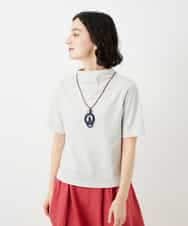 NHKGE48110 GIANNI LO GIUDICE(小さいサイズ)(メゾン ドゥ サンク) [日本製]綿麻ボトルネック天竺カットソー ライトグレー