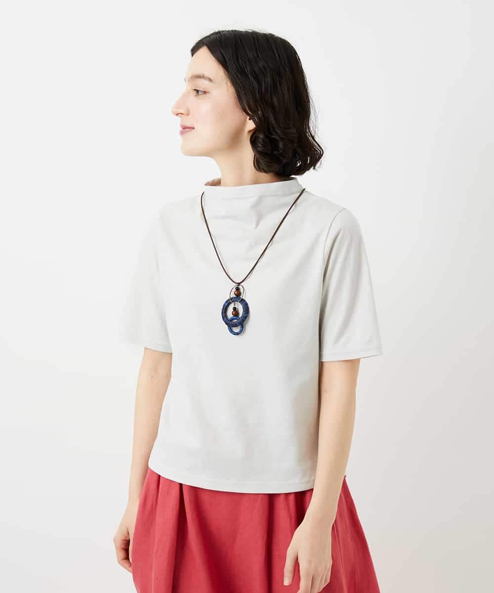 NHKGE48110 GIANNI LO GIUDICE(小さいサイズ)(メゾン ドゥ サンク) [日本製]綿麻ボトルネック天竺カットソー ライトグレー