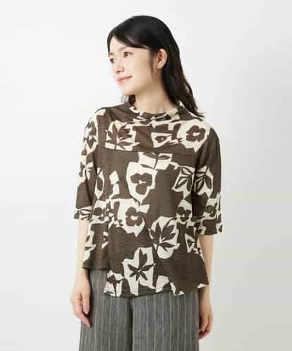 NHKGE50270  [日本製]アイアスポップフラワープリントイレヘムカットソー