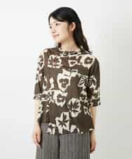 NHKGE50270 GIANNI LO GIUDICE(小さいサイズ)(メゾン ドゥ サンク) [日本製]アイアスポップフラワープリントイレヘムカットソー カーキ