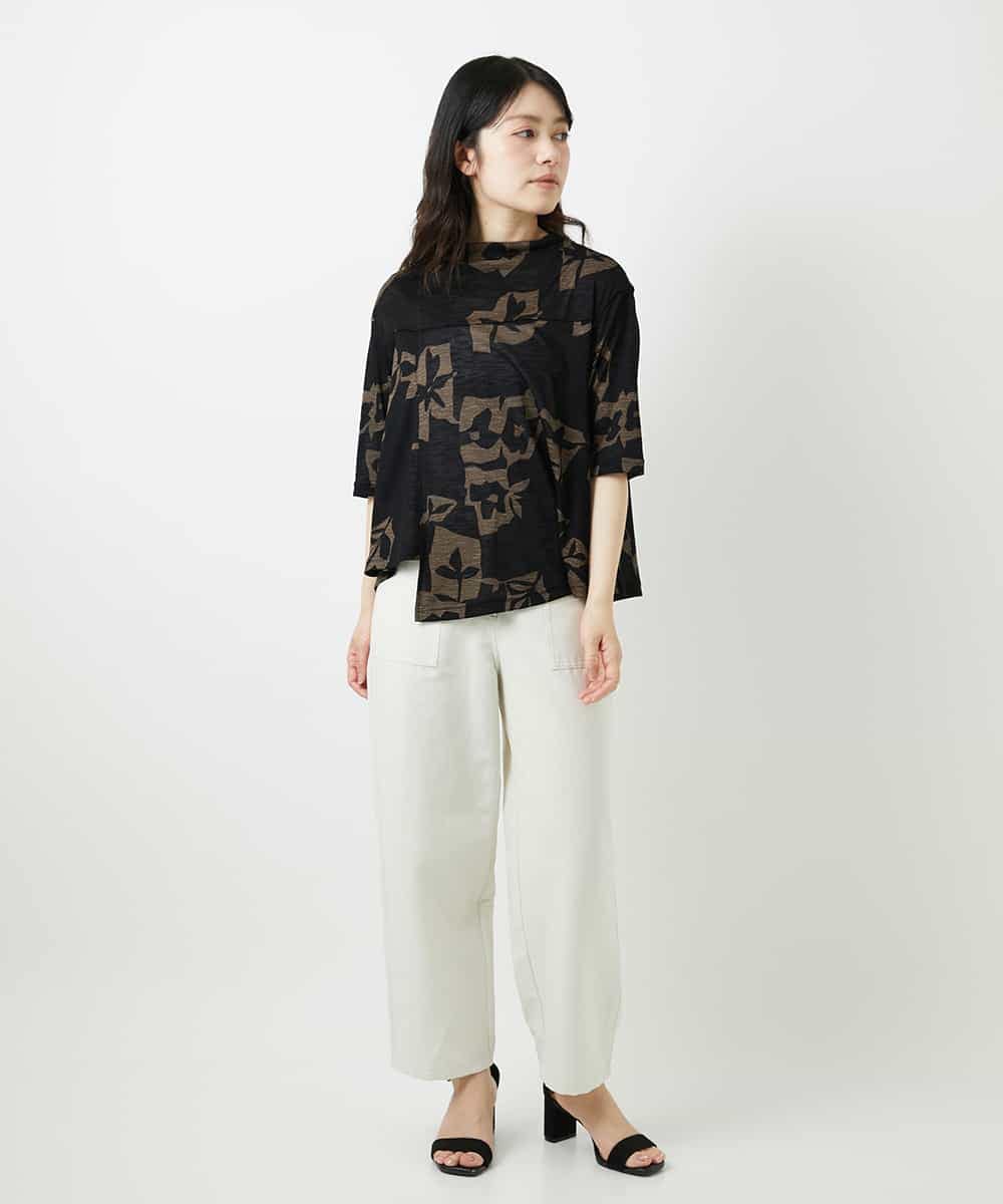 NHKGE50270 GIANNI LO GIUDICE(小さいサイズ)(メゾン ドゥ サンク) [日本製]アイアスポップフラワープリントイレヘムカットソー カーキ