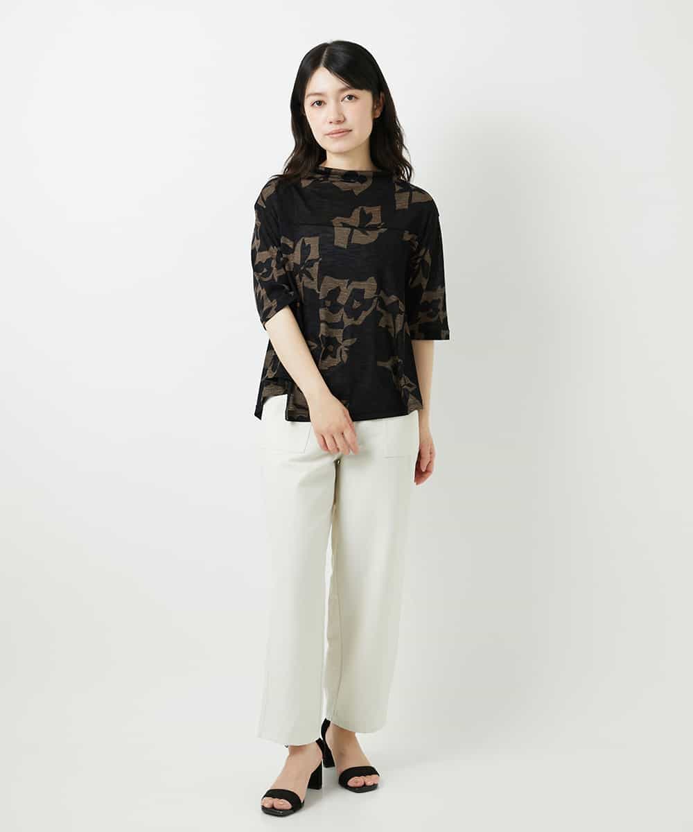 NHKGE50270 GIANNI LO GIUDICE(小さいサイズ)(メゾン ドゥ サンク) [日本製]アイアスポップフラワープリントイレヘムカットソー カーキ