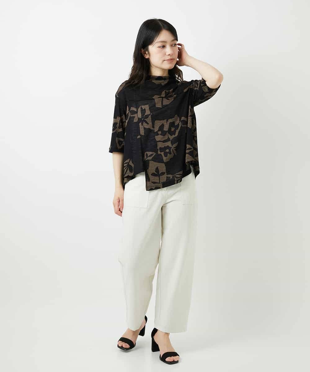 NHKGE50270 GIANNI LO GIUDICE(小さいサイズ)(メゾン ドゥ サンク) [日本製]アイアスポップフラワープリントイレヘムカットソー カーキ