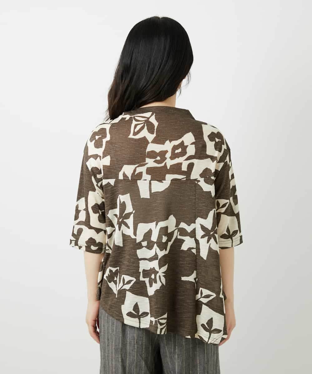 NHKGE50270 GIANNI LO GIUDICE(小さいサイズ)(メゾン ドゥ サンク) [日本製]アイアスポップフラワープリントイレヘムカットソー カーキ