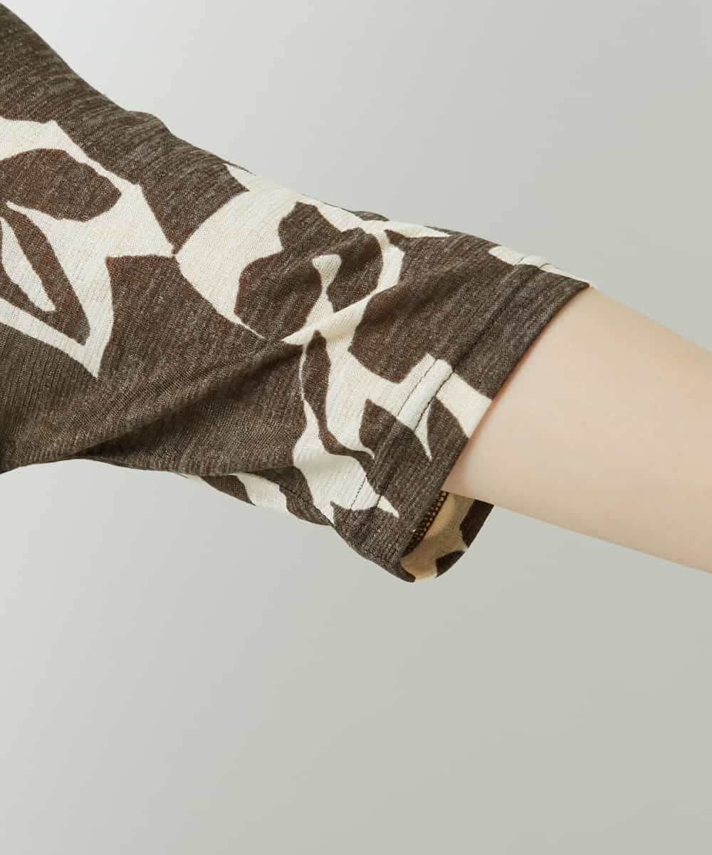 NHKGE50270 GIANNI LO GIUDICE(小さいサイズ)(メゾン ドゥ サンク) [日本製]アイアスポップフラワープリントイレヘムカットソー カーキ