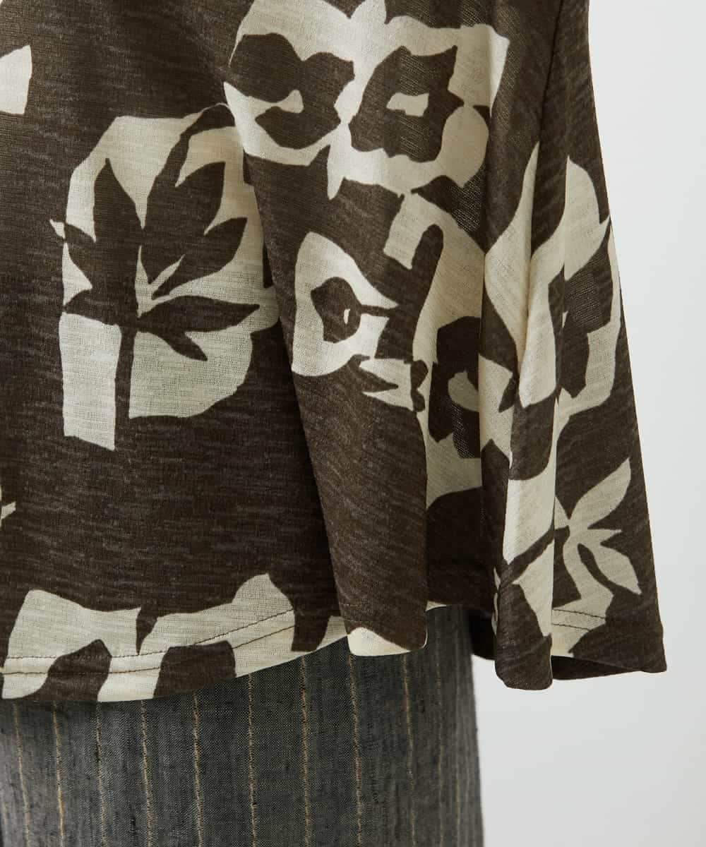 NHKGE50270 GIANNI LO GIUDICE(小さいサイズ)(メゾン ドゥ サンク) [日本製]アイアスポップフラワープリントイレヘムカットソー カーキ