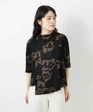 NHKGE50270 GIANNI LO GIUDICE(小さいサイズ)(メゾン ドゥ サンク) [日本製]アイアスポップフラワープリントイレヘムカットソー ネイビー