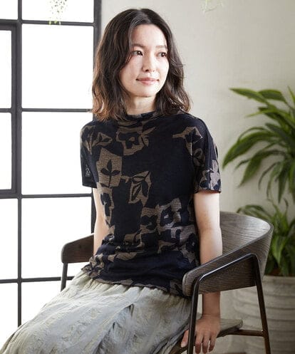 NHKGE51230  [日本製]アイアスポップフラワープリントカットソー