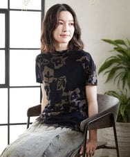 NHKGE51230 GIANNI LO GIUDICE(小さいサイズ)(メゾン ドゥ サンク) [日本製]アイアスポップフラワープリントカットソー ネイビー