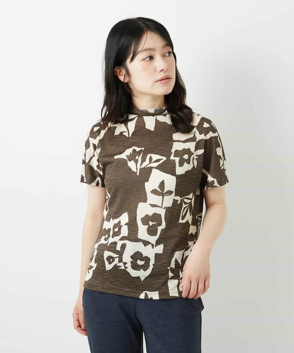 NHKGE51230 GIANNI LO GIUDICE(小さいサイズ)(メゾン ドゥ サンク) [日本製]アイアスポップフラワープリントカットソー カーキ