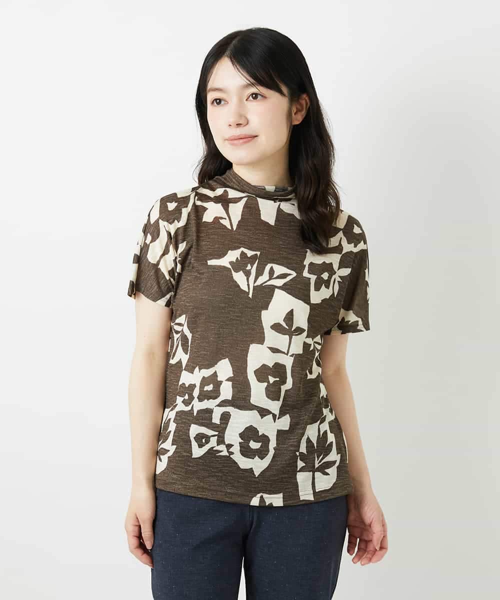 NHKGE51230 GIANNI LO GIUDICE(小さいサイズ)(メゾン ドゥ サンク) [日本製]アイアスポップフラワープリントカットソー カーキ