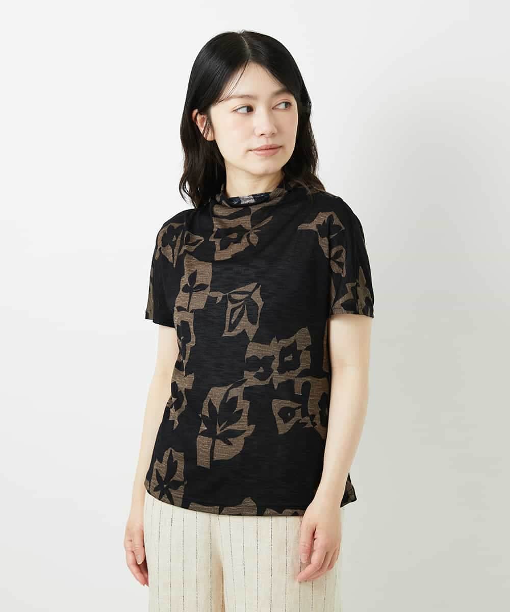 NHKGE51230 GIANNI LO GIUDICE(小さいサイズ)(メゾン ドゥ サンク) [日本製]アイアスポップフラワープリントカットソー カーキ