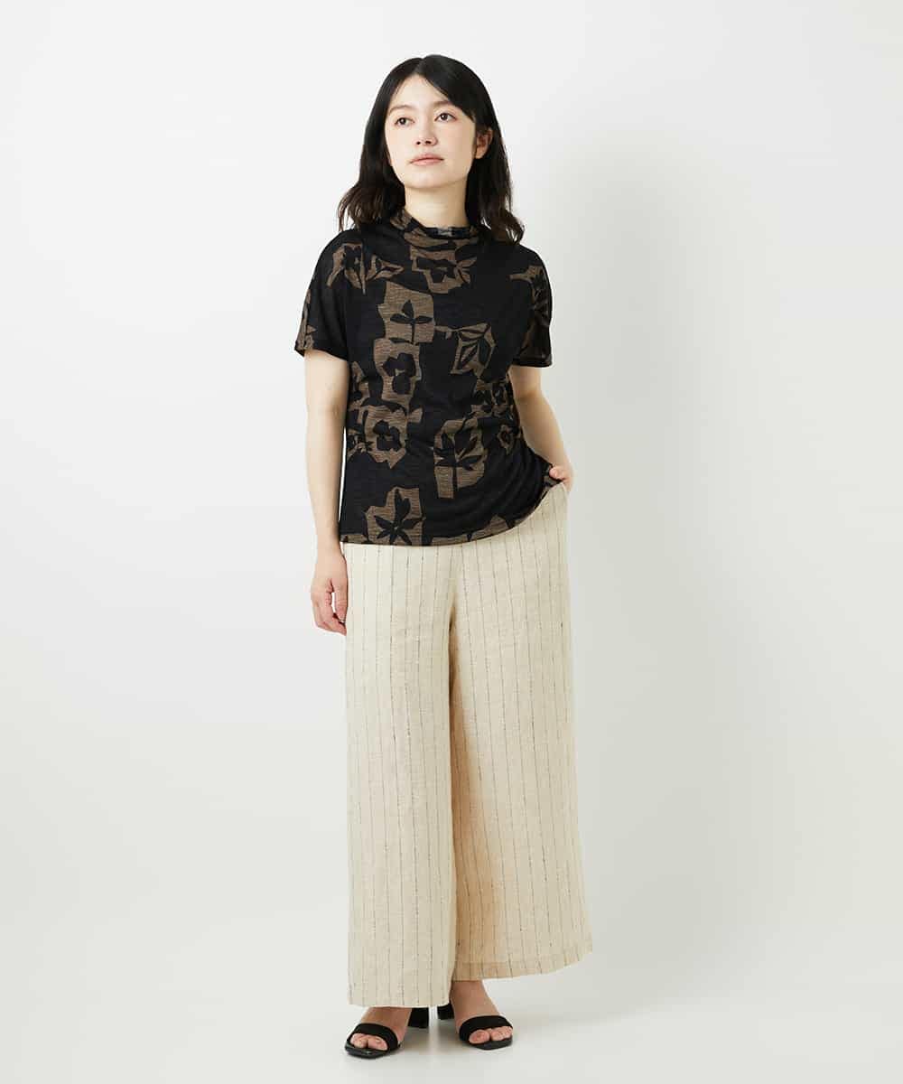 NHKGE51230 GIANNI LO GIUDICE(小さいサイズ)(メゾン ドゥ サンク) [日本製]アイアスポップフラワープリントカットソー カーキ