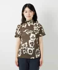 NHKGE51230 GIANNI LO GIUDICE(小さいサイズ)(メゾン ドゥ サンク) [日本製]アイアスポップフラワープリントカットソー カーキ