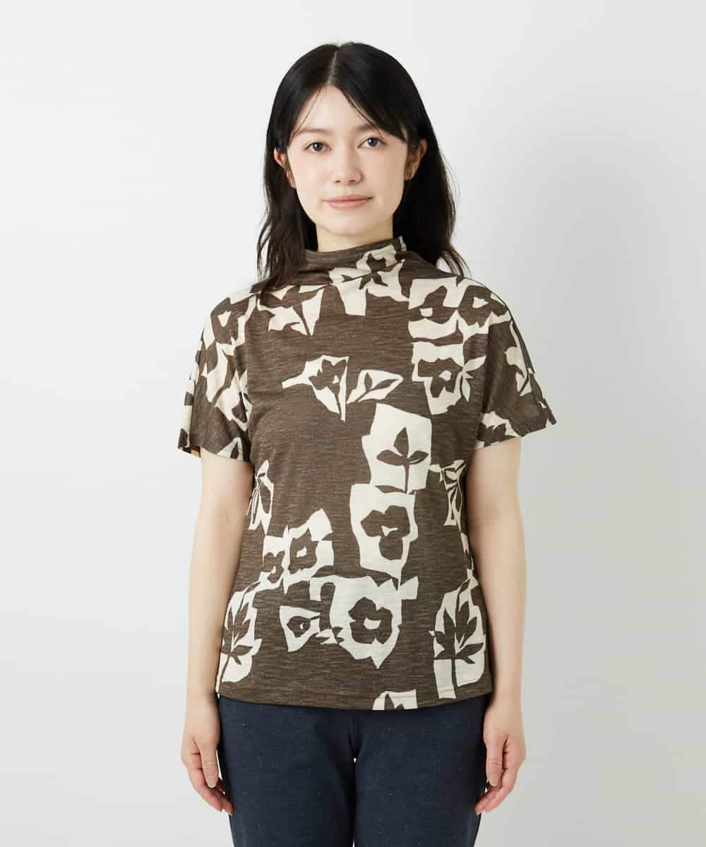 NHKGE51230 GIANNI LO GIUDICE(小さいサイズ)(メゾン ドゥ サンク) [日本製]アイアスポップフラワープリントカットソー カーキ