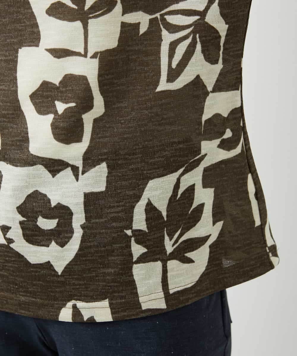 NHKGE51230 GIANNI LO GIUDICE(小さいサイズ)(メゾン ドゥ サンク) [日本製]アイアスポップフラワープリントカットソー カーキ