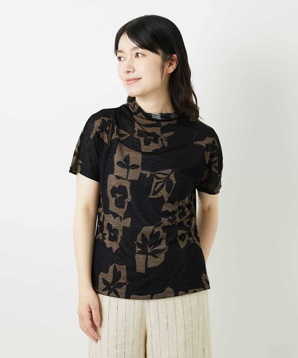 NHKGE51230 GIANNI LO GIUDICE(小さいサイズ)(メゾン ドゥ サンク) [日本製]アイアスポップフラワープリントカットソー ネイビー