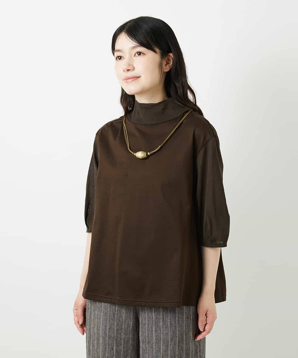 NHKGE52180 GIANNI LO GIUDICE(小さいサイズ)(メゾン ドゥ サンク) [日本製]天竺シルケットカットソー ブラウン