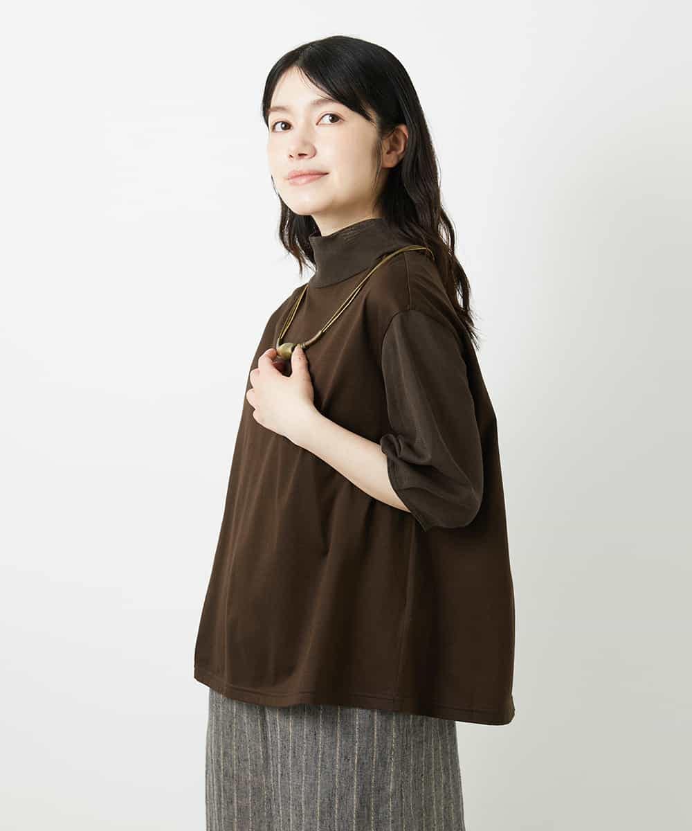 NHKGE52180 GIANNI LO GIUDICE(小さいサイズ)(メゾン ドゥ サンク) [日本製]天竺シルケットカットソー ブラウン