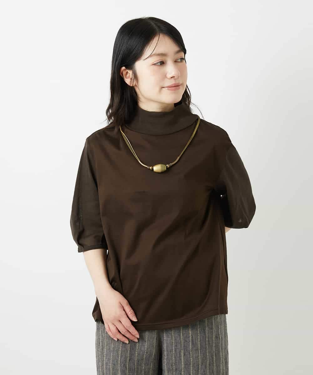 NHKGE52180 GIANNI LO GIUDICE(小さいサイズ)(メゾン ドゥ サンク) [日本製]天竺シルケットカットソー ブラウン