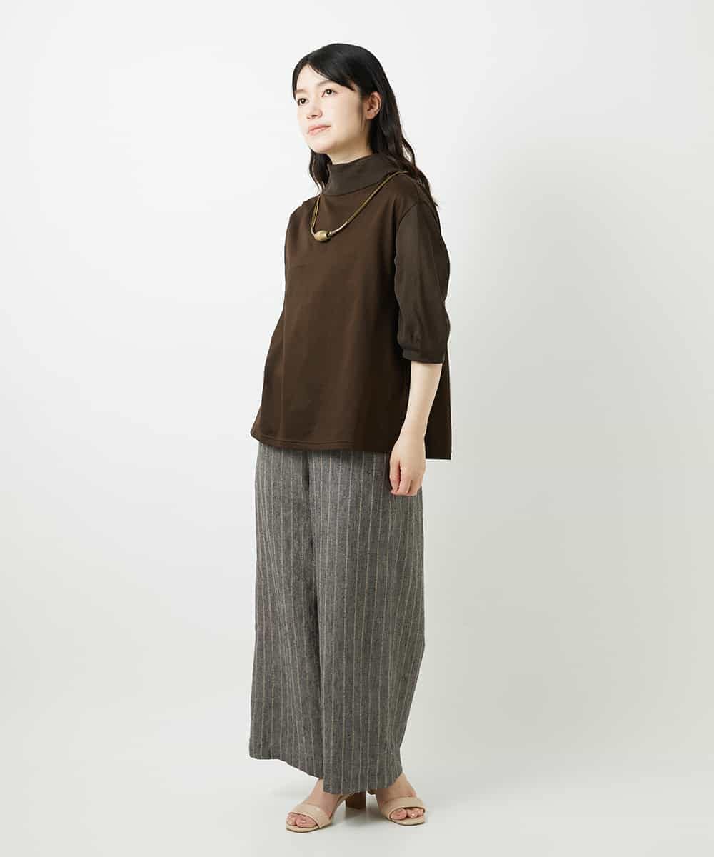 NHKGE52180 GIANNI LO GIUDICE(小さいサイズ)(メゾン ドゥ サンク) [日本製]天竺シルケットカットソー ブラウン