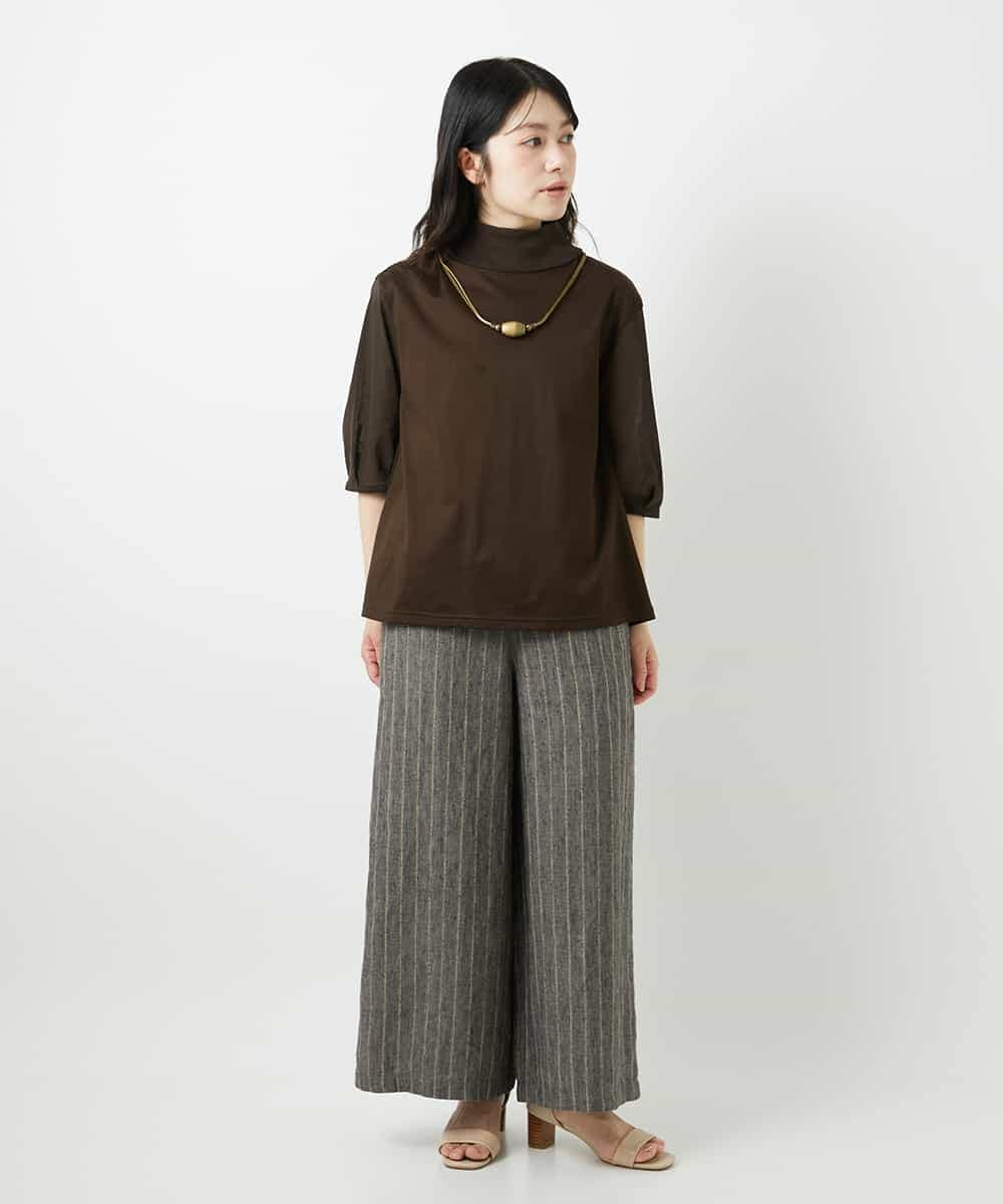 NHKGE52180 GIANNI LO GIUDICE(小さいサイズ)(メゾン ドゥ サンク) [日本製]天竺シルケットカットソー ブラウン