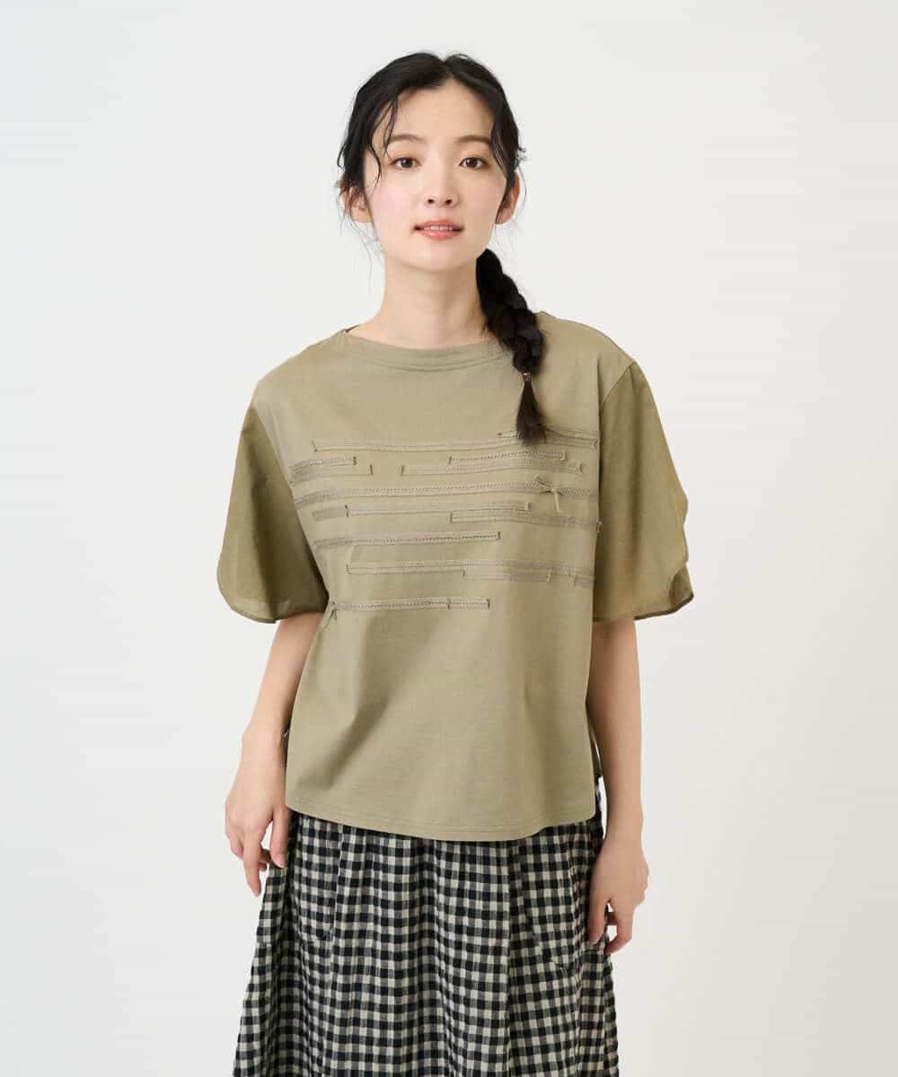 NHKGE53250 GIANNI LO GIUDICE(小さいサイズ)(メゾン ドゥ サンク) [日本製]シルケット天竺カットソー カーキ