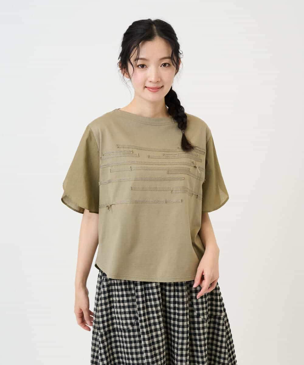 NHKGE53250 GIANNI LO GIUDICE(小さいサイズ)(メゾン ドゥ サンク) [日本製]シルケット天竺カットソー カーキ