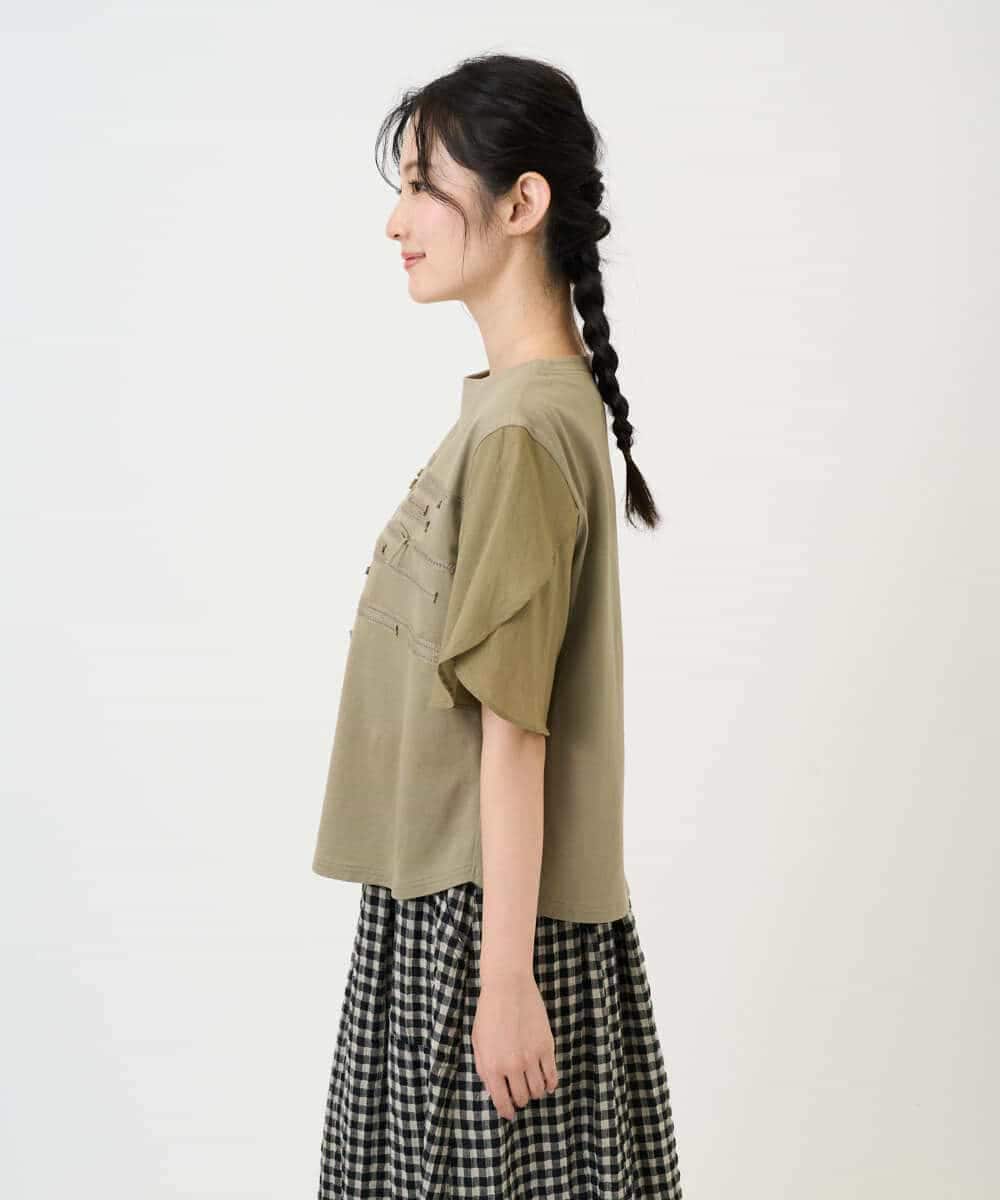 NHKGE53250 GIANNI LO GIUDICE(小さいサイズ)(メゾン ドゥ サンク) [日本製]シルケット天竺カットソー カーキ