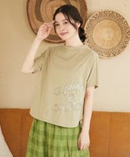 NHKGE55180 GIANNI LO GIUDICE(小さいサイズ)(メゾン ドゥ サンク) [日本製]クールローレル天竺ロゴカットソー カーキ