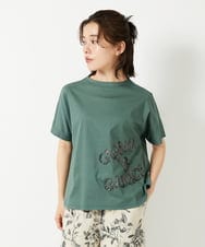 NHKGE55180 GIANNI LO GIUDICE(小さいサイズ)(メゾン ドゥ サンク) [日本製]クールローレル天竺ロゴカットソー グリーン