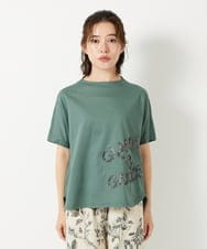 NHKGE55180 GIANNI LO GIUDICE(小さいサイズ)(メゾン ドゥ サンク) [日本製]クールローレル天竺ロゴカットソー グリーン