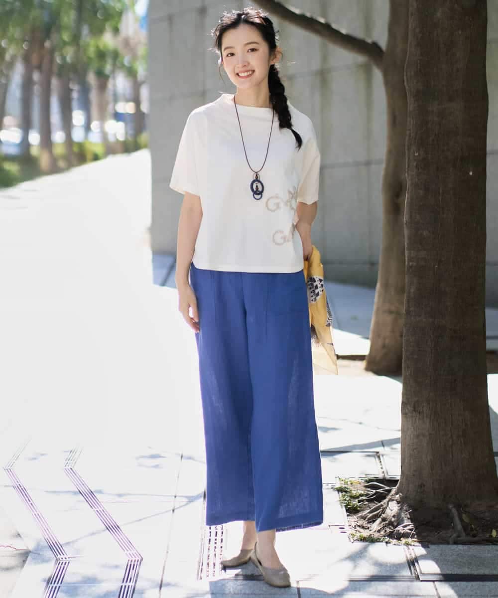 NHKGE55180 GIANNI LO GIUDICE(小さいサイズ)(メゾン ドゥ サンク) [日本製]クールローレル天竺ロゴカットソー ライトブルー