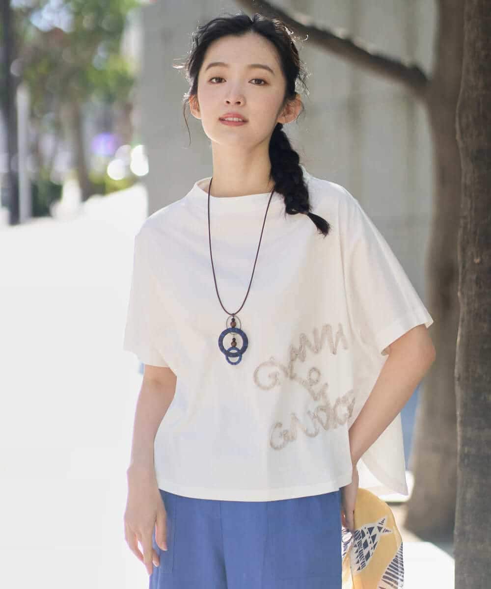 NHKGE55180 GIANNI LO GIUDICE(小さいサイズ)(メゾン ドゥ サンク) [日本製]クールローレル天竺ロゴカットソー ホワイト