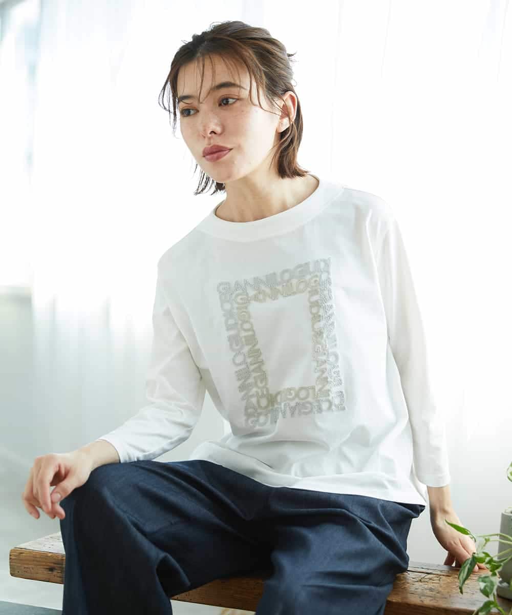 NHKGF34180 GIANNI LO GIUDICE(小さいサイズ)(メゾン ドゥ サンク) [日本製]ハイゲージ天竺カットソー ホワイト