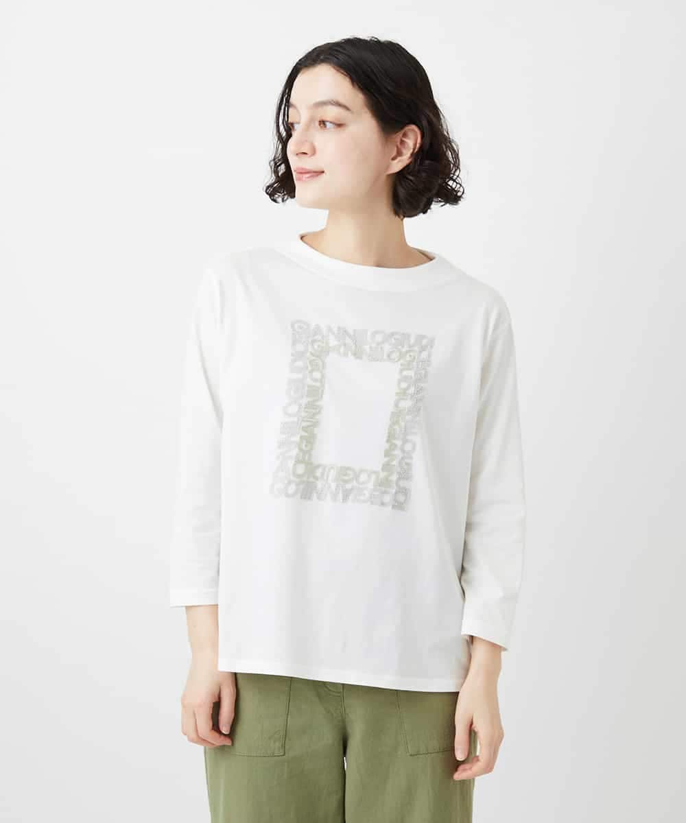 NHKGF34180 GIANNI LO GIUDICE(小さいサイズ)(メゾン ドゥ サンク) [日本製]ハイゲージ天竺カットソー ホワイト