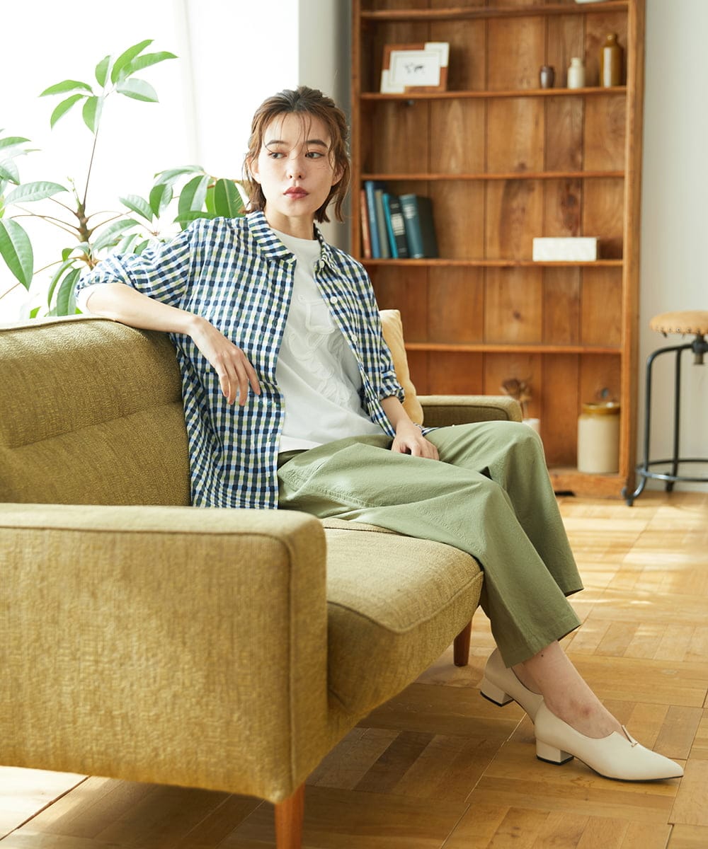 NHKGF35180 GIANNI LO GIUDICE(小さいサイズ)(メゾン ドゥ サンク) [日本製]サイロコンパクトハイゲージ天竺カットソー ブルーグリーン